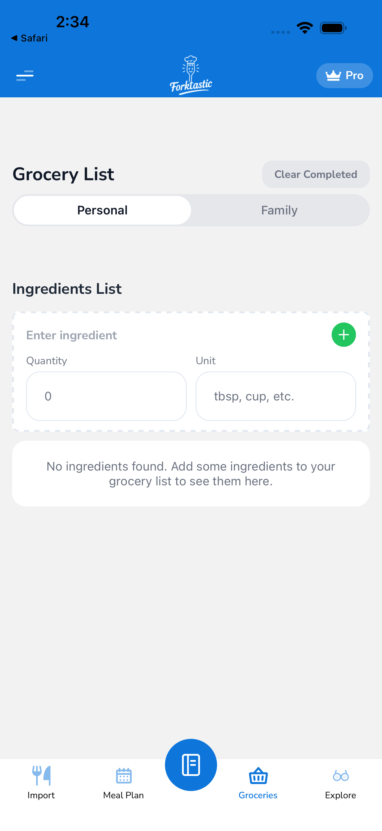 Grocery list